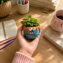 Cute Monster Succulent Planter with Drainage Hole – Plant Lover Gift, Funny Desk Pot & Quirky Home Décor