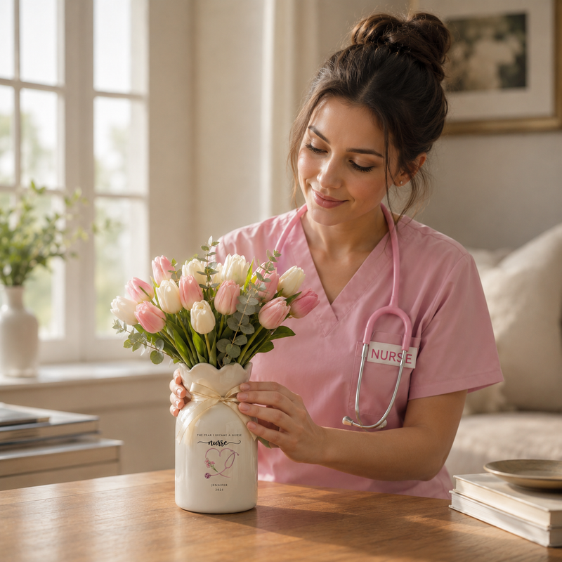 Custom Nurse Vase – Personalized Nurse Graduation Gift, RN Pinning Ceremony Gift & Custom Doctor Vase