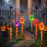 Halloween Solar-Powered Ghost Face Ground Lights for Garden Decoration