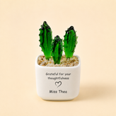 Glass Plant Pot – Personalized Name Mini Flower or Cactus Ornament, Teacher Appreciation Gift & Desk Decoration