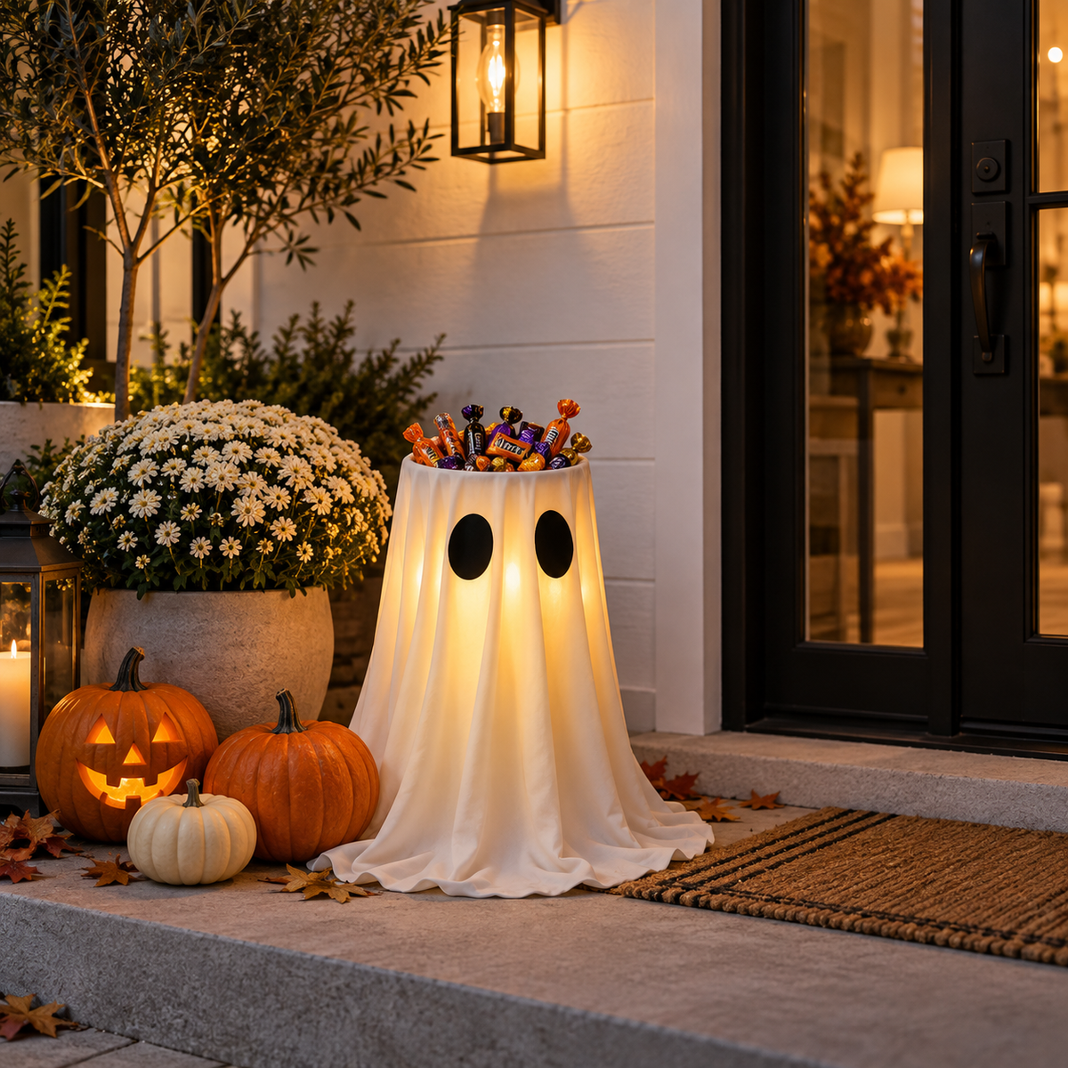 Adjustable Height Glowing Ghost Candy Bowl