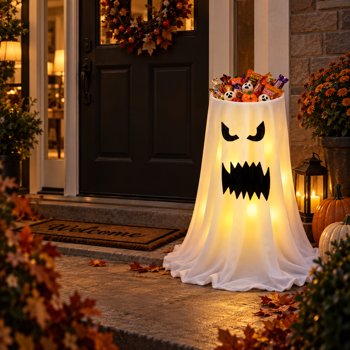 Adjustable Height Glowing Ghost Candy Bowl