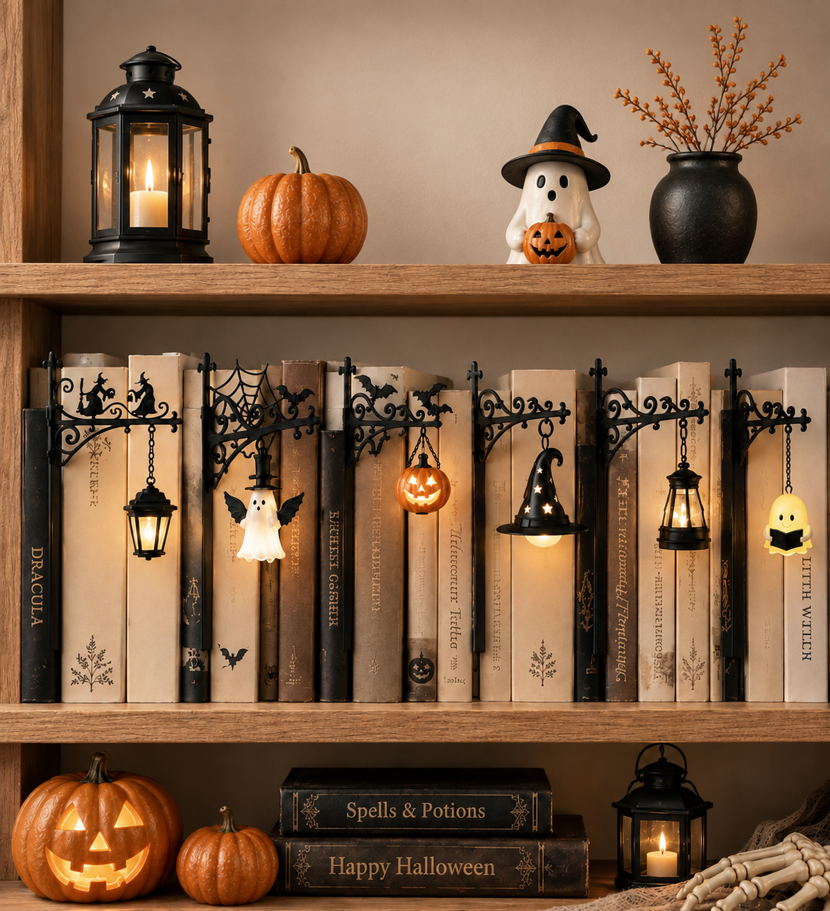 Personalized Book Tavern Lamp – Custom Bookshelf Light, Halloween Library Lamp & Gothic Book Nook Decor