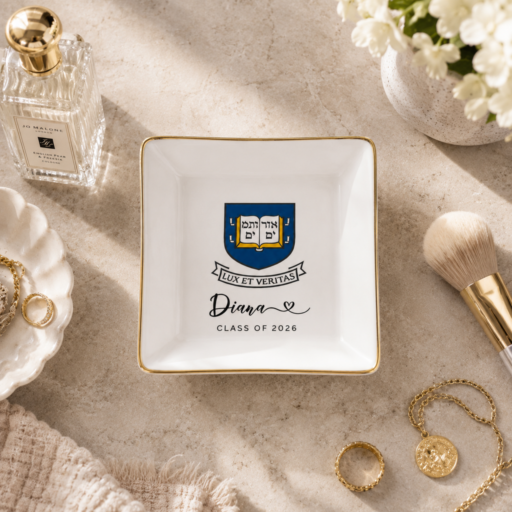 Personalised University College Graduation Gift Ring Dish, Custom Class of 2026 Keepsake