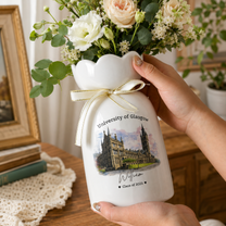 Custom University Vase – Personalized College Graduation Gift, Class of 2026 Keepsake