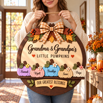 Custom Grandma & Grandpa Fall Pumpkin Door Hanger