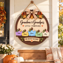Custom Grandma & Grandpa Fall Pumpkin Door Hanger
