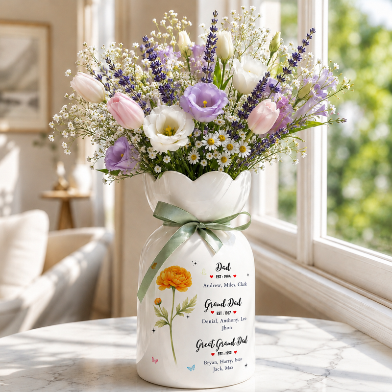 Personalized Great Grandfather Flower Vase – Custom Father’s Day Gift from Grandkids