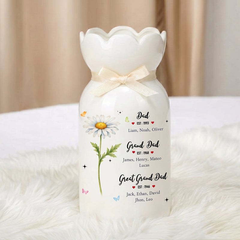 Personalized Great Grandfather Flower Vase – Custom Father’s Day Gift from Grandkids