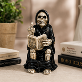 Grim Reaper Toilet Statue – Gothic Skeleton Bathroom Decor, Dark Humor Resin Figurine & Halloween Decor