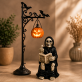 Grim Reaper Toilet Statue – Gothic Skeleton Bathroom Decor, Dark Humor Resin Figurine & Halloween Decor