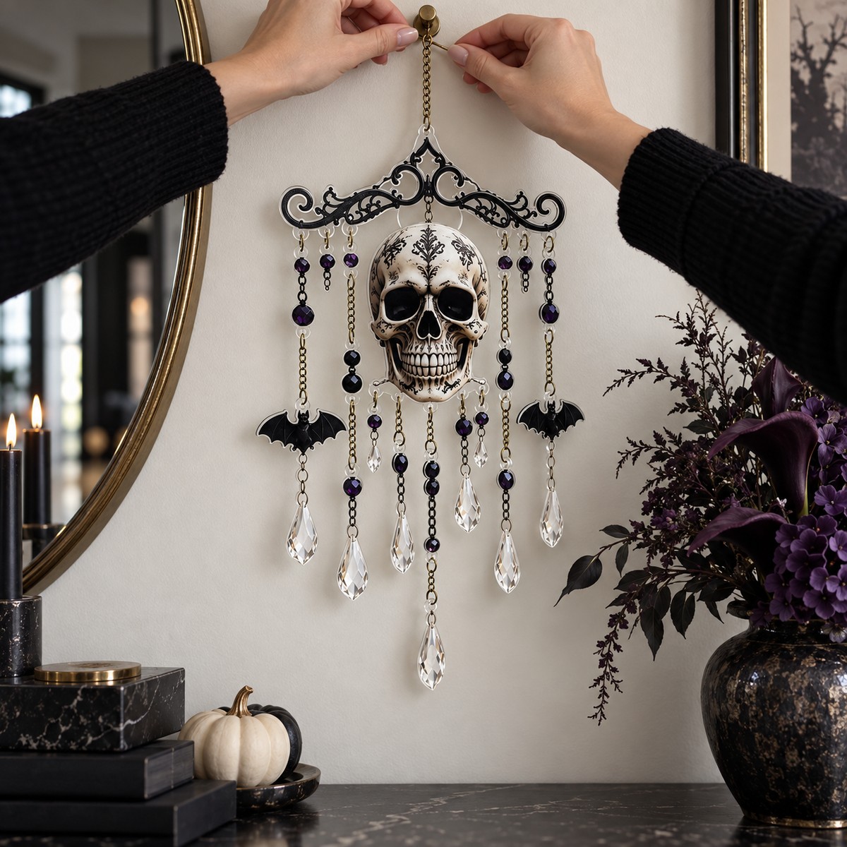 Halloween Colorful Sugar Skull Acrylic Wind Chime