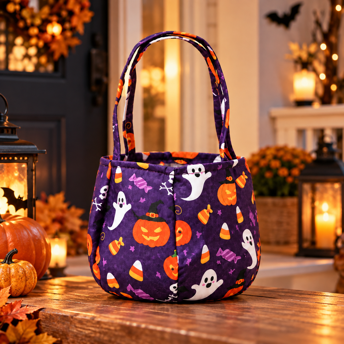 Custom Name Embroidery Halloween Basket for Kids