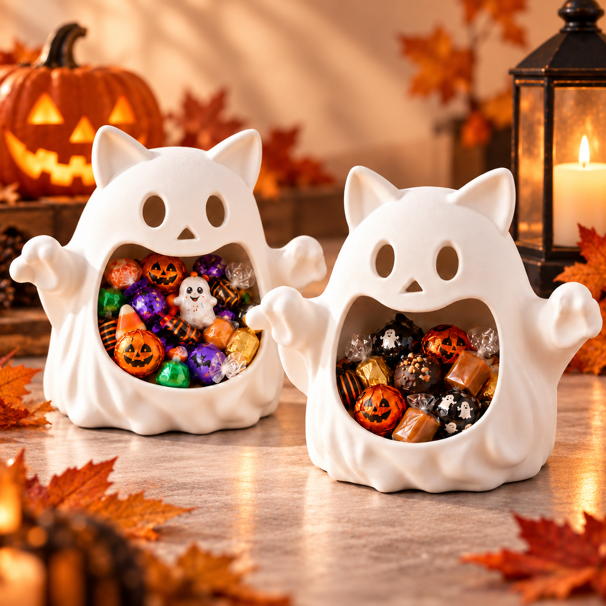 Halloween Ghost Candy Bowl – Cute Spooky Treat Holder for Halloween Displays