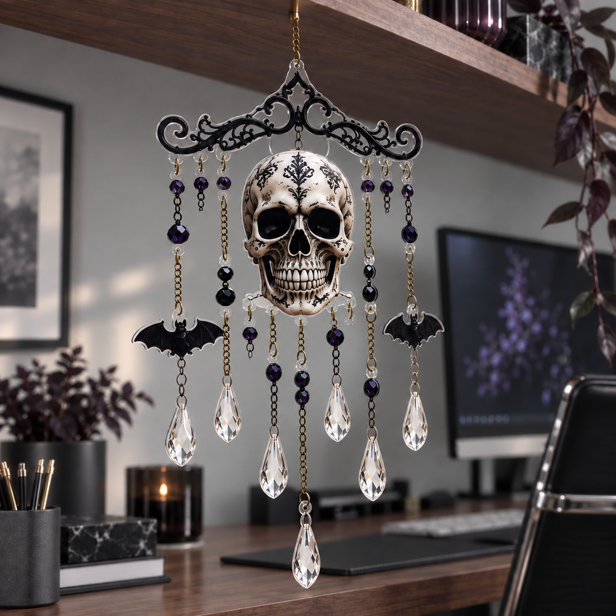 Halloween Colorful Sugar Skull Acrylic Wind Chime