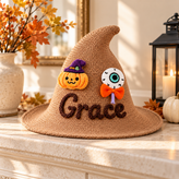 Personalized Halloween Witch Hat with Embroidered Name Design