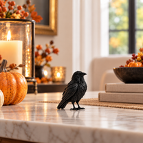 Halloween Black Lighted Tree with Crow & Eyeball Decor
