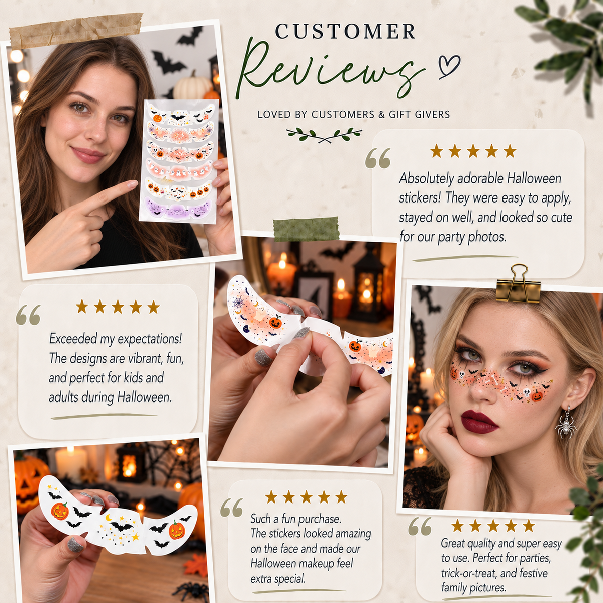 Halloween Temporary Face Makeup Tattoos / Face Stickers
