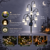 Halloween Ghost Tree Stake Light – Solar Powered Yard Path Lighting, Whimsical Porch & Lawn Holiday Ornament
