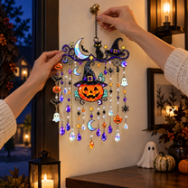 Halloween Pumpkin Witch Hat Wind Chime, Spooky Hanging Home Room Decor