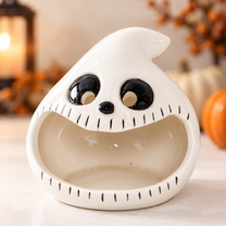 Halloween Ghost Pumpkin Ceramic Candle Holder / Lantern
