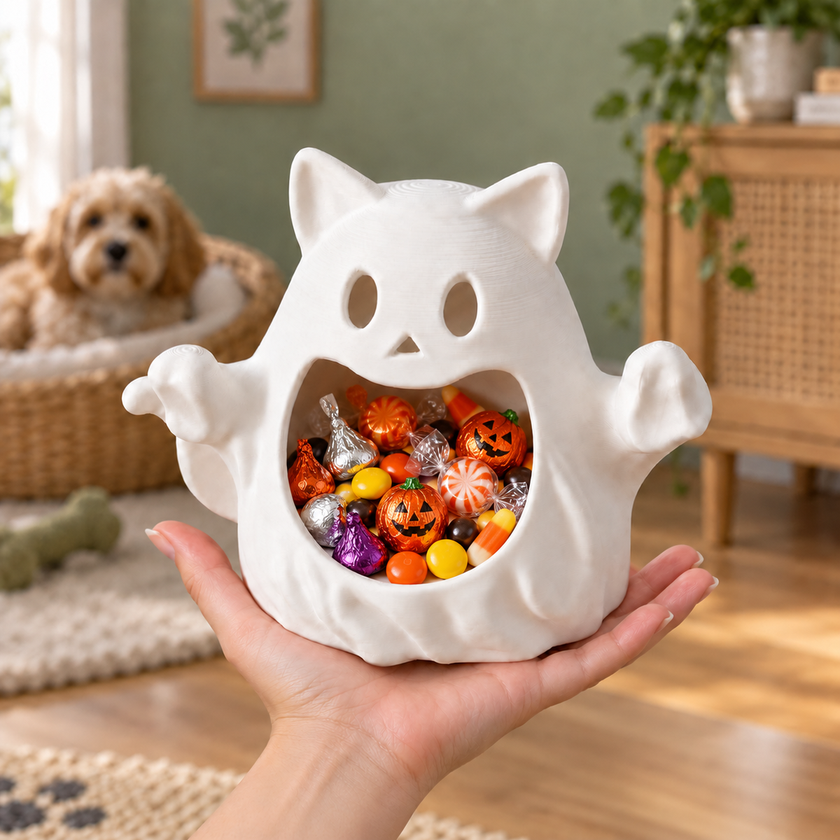 Halloween Ghost Candy Bowl – Cute Spooky Treat Holder for Halloween Displays