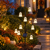 Halloween Ghost Tree Stake Light – Solar Powered Yard Path Lighting, Whimsical Porch & Lawn Holiday Ornament