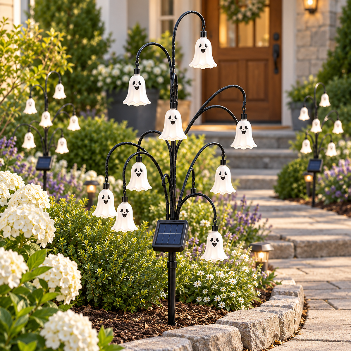 Halloween Ghost Tree Stake Light – Solar Powered Yard Path Lighting, Whimsical Porch & Lawn Holiday Ornament