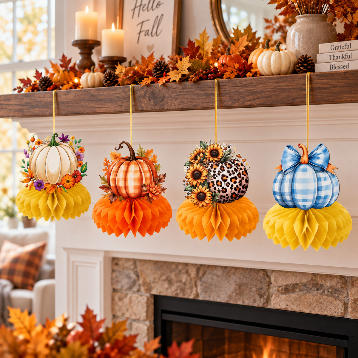 Halloween Honeycomb Table Centerpieces & Hanging Decorations