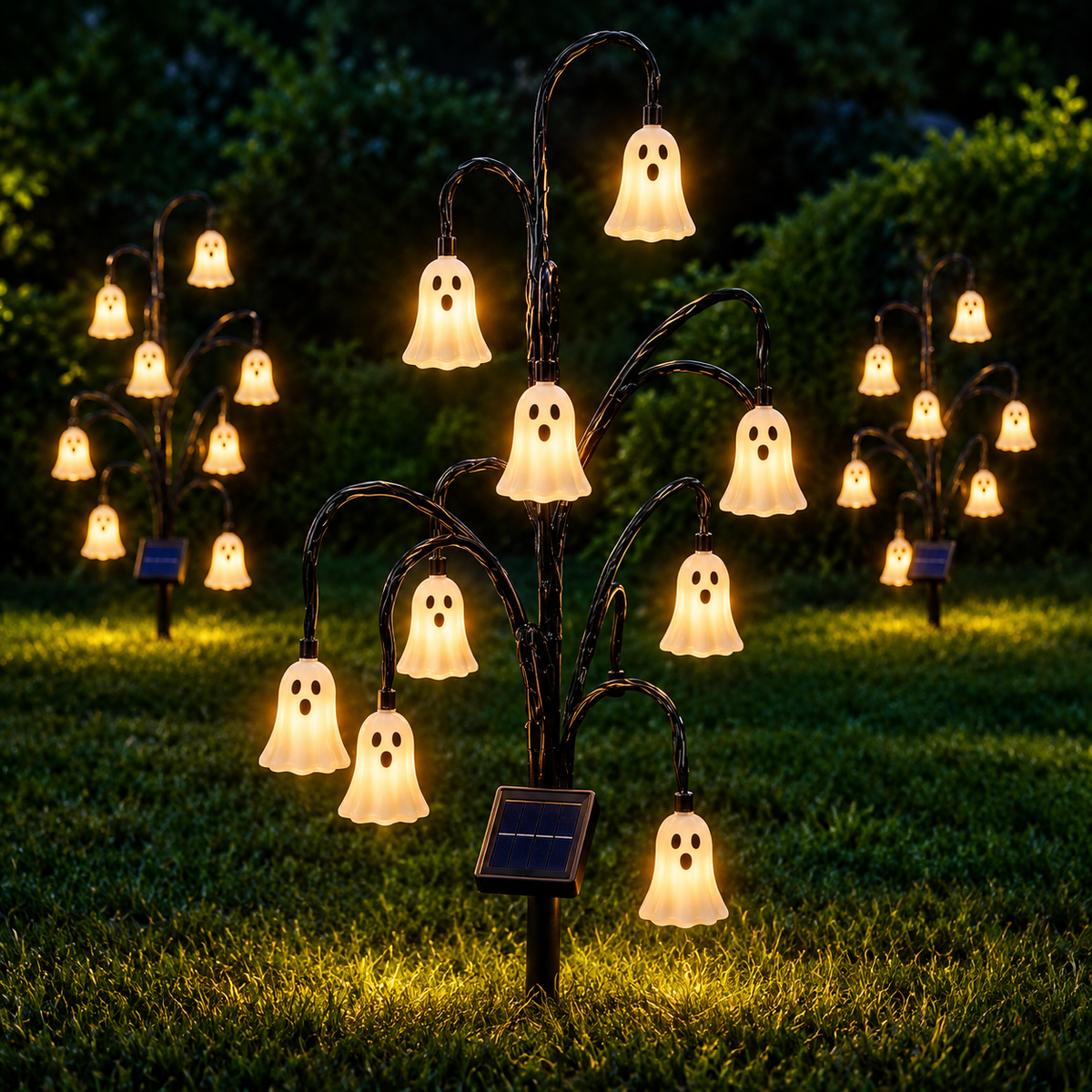 Halloween Ghost Tree Stake Light – Solar Powered Yard Path Lighting, Whimsical Porch & Lawn Holiday Ornament
