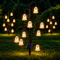 Halloween Ghost Tree Stake Light – Solar Powered Yard Path Lighting, Whimsical Porch & Lawn Holiday Ornament