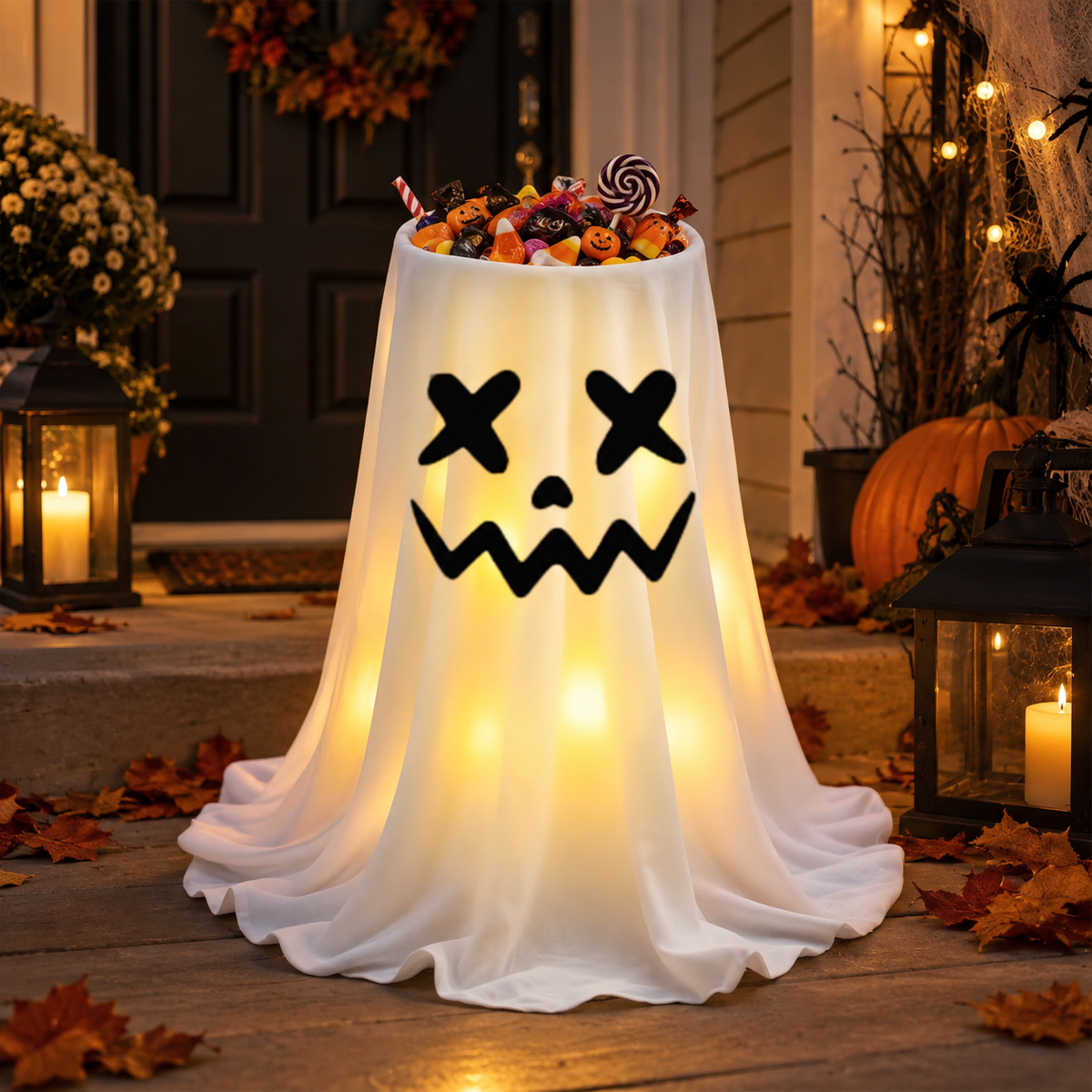 Adjustable Height Glowing Ghost Candy Bowl