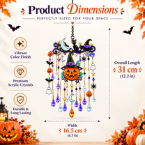 Halloween Pumpkin Witch Hat Wind Chime, Spooky Hanging Home Room Decor