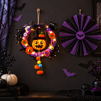 Illuminated Halloween Pumpkin Garland for Festive Door Hanging Decoration
