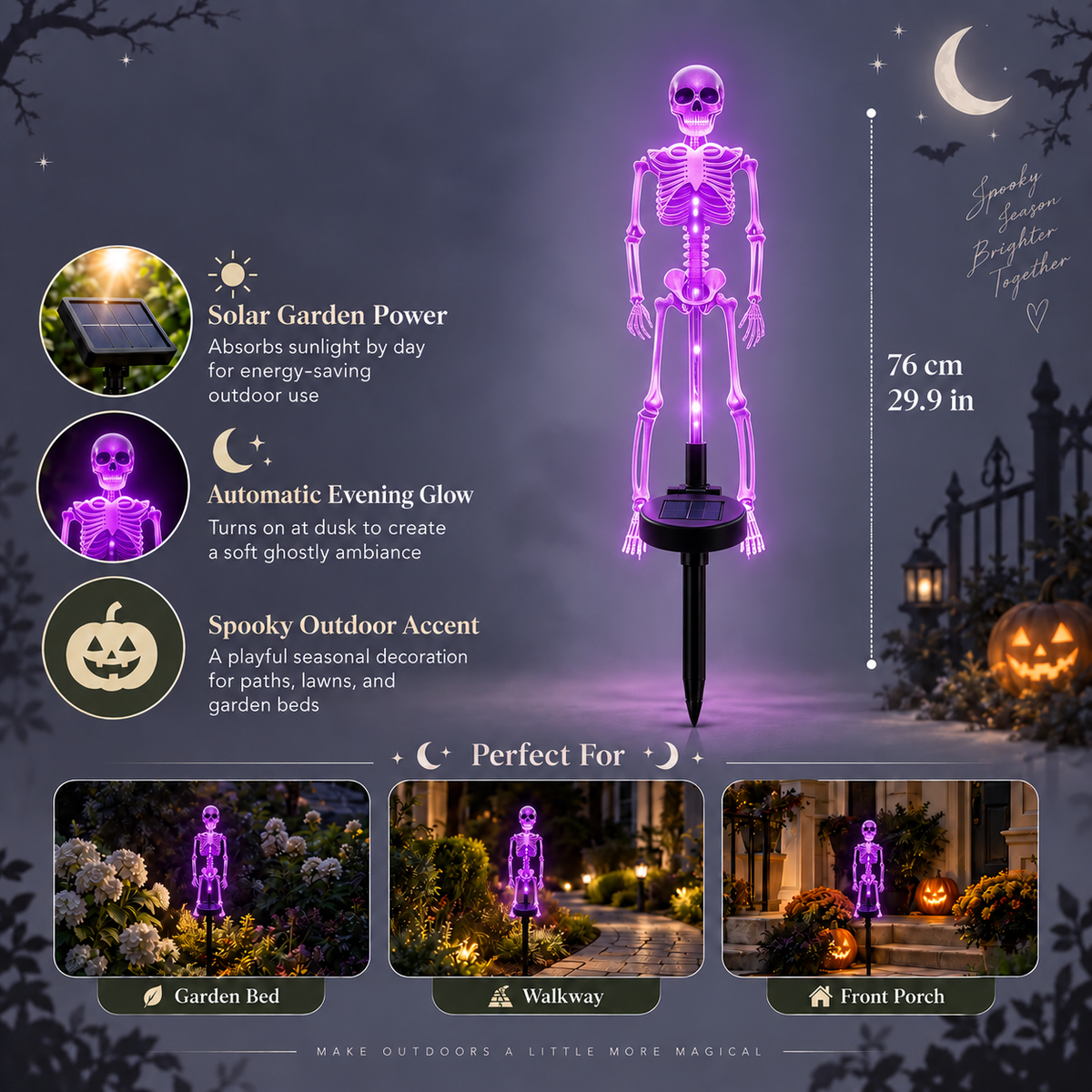 Halloween Skeleton Light | Porch Light, Garden Light, Spooky Lights
