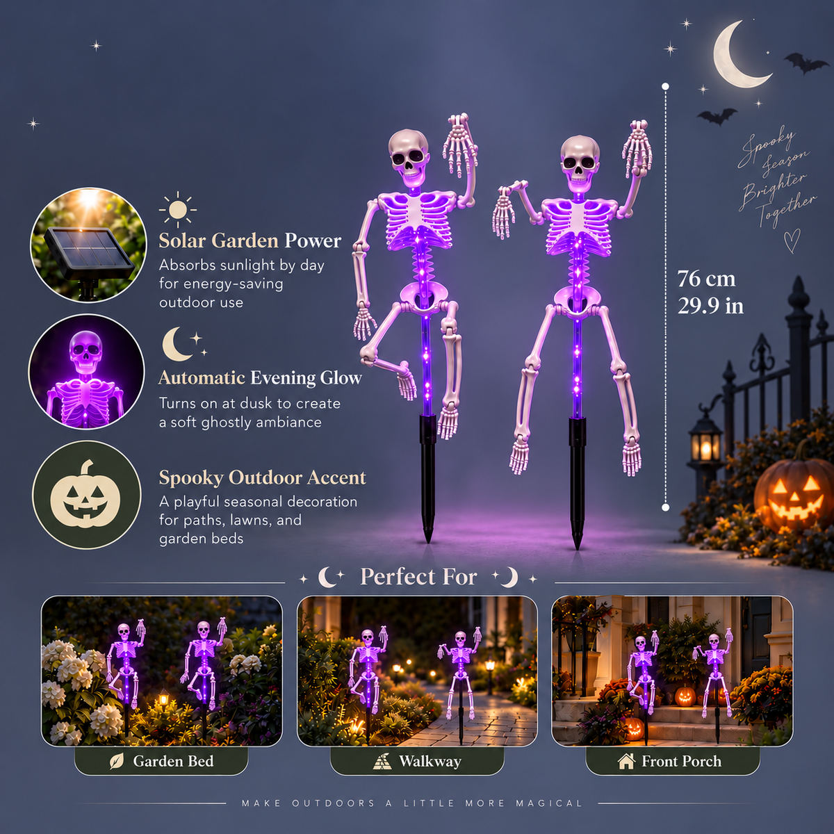 Halloween Solar Powered Skeleton Light | Porch Light, Garden Light, Spooky Lights