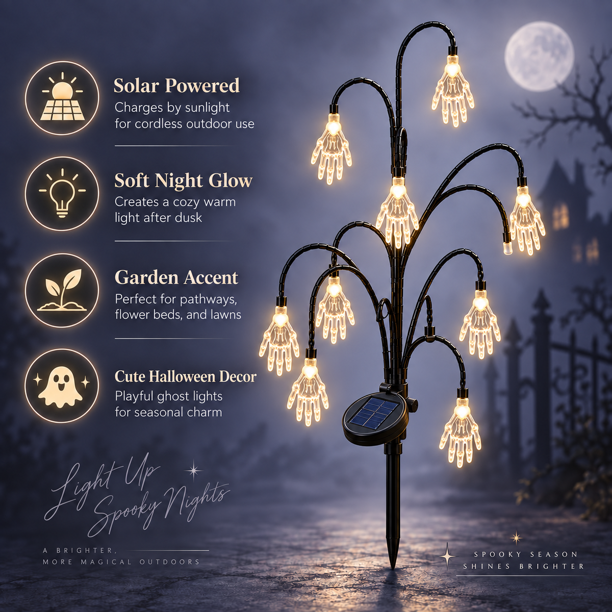 Halloween Solar Garden Light, Skeleton Hand Pathway Light – Spooky Outdoor Yard, Lawn & Walkway Decoration