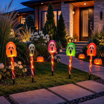 Halloween Solar-Powered Ghost Face Ground Lights for Garden Decoration