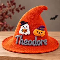 Personalized Halloween Witch Hat with Embroidered Name Design