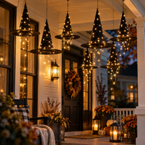 Hanging Witch Hat LED Lights – Floating Black Witch Hats for Halloween Decor