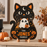 Halloween Witchy Cat Wooden Blocks – Set of 3 Spooky Shelf Sitters
