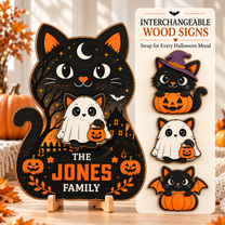 Halloween Witchy Cat Wooden Blocks – Set of 3 Spooky Shelf Sitters