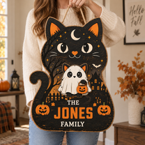 Halloween Witchy Cat Wooden Blocks – Set of 3 Spooky Shelf Sitters