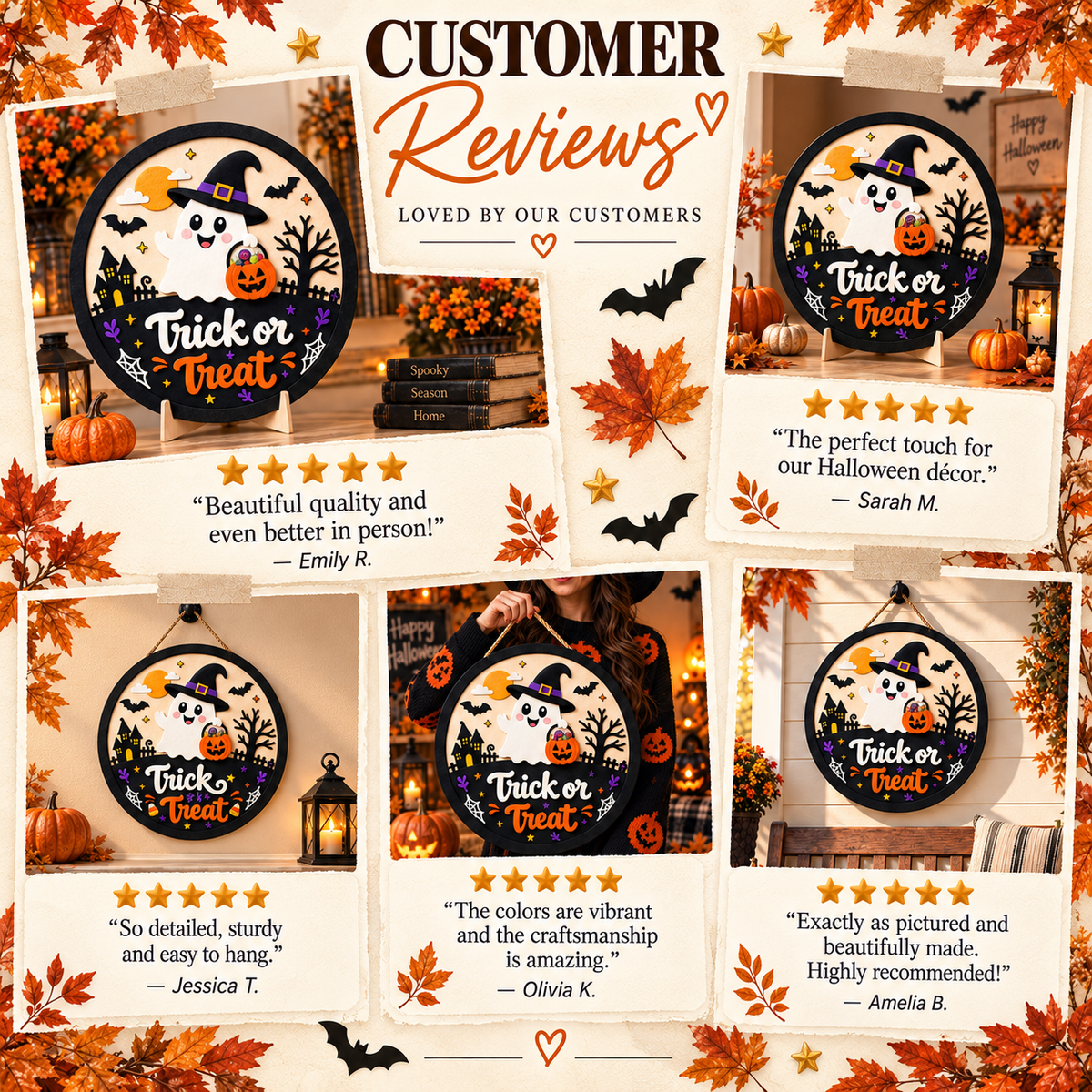 Personalized Patchwork Ghost Wooden Door Hanger