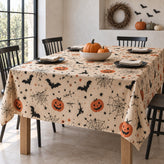 Spooky Halloween Witch Bat Pumpkin Tablecloth Decor
