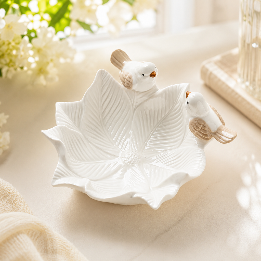 Handcrafted Bird Ceramic Ring Dish – Cute Jewelry Trinket Tray