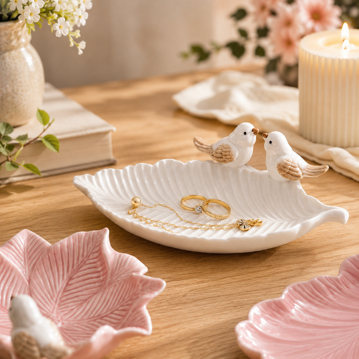 Handcrafted Bird Ceramic Ring Dish – Cute Jewelry Trinket Tray