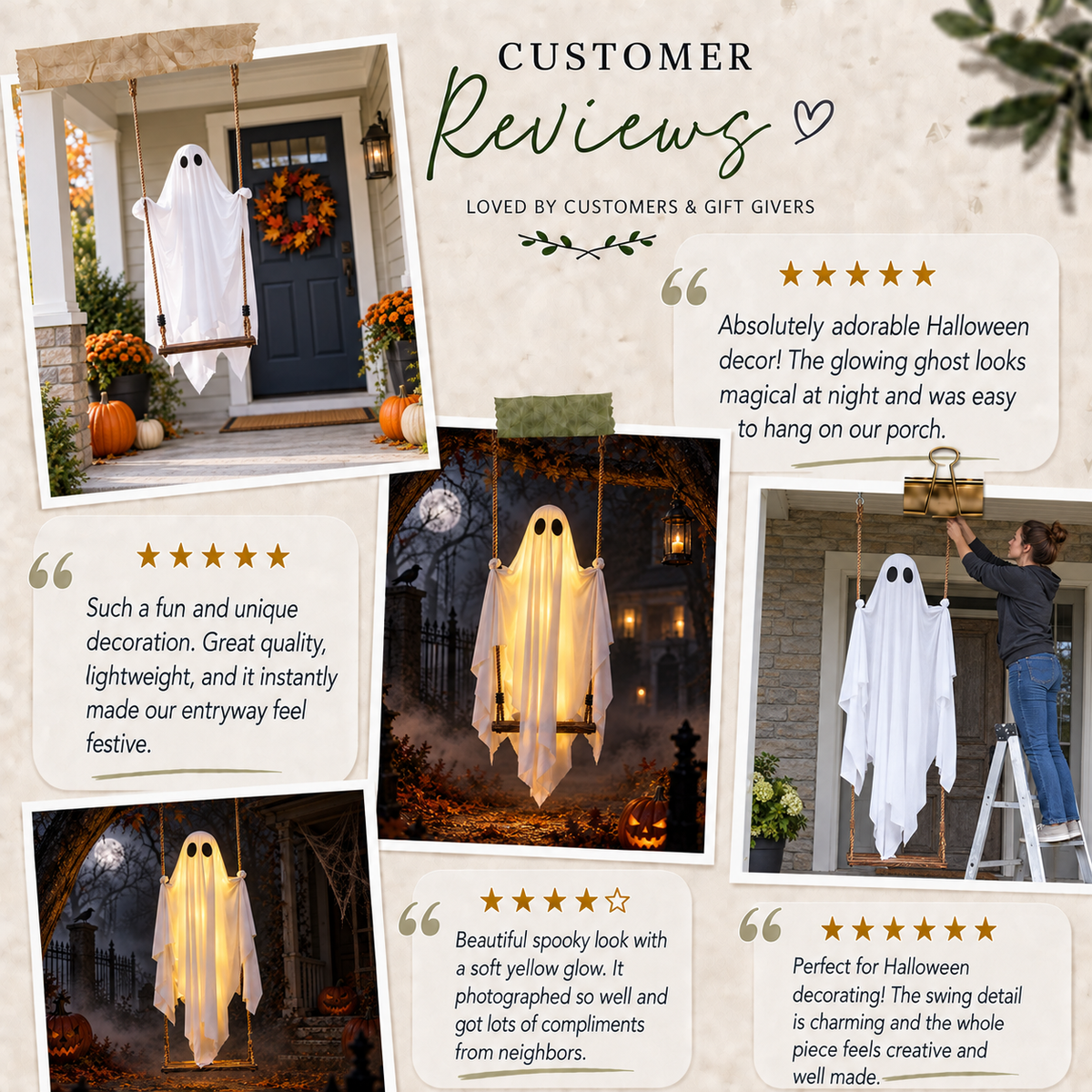 Hanging Glowing Ghost Light for Spooky Halloween Decoration