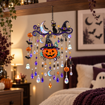Halloween Pumpkin Witch Hat Wind Chime, Spooky Hanging Home Room Decor