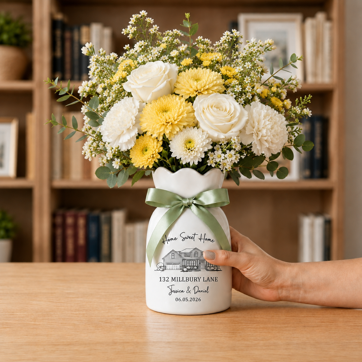 Personalized First Home Flower Vase – Custom New Home Gift for Couples